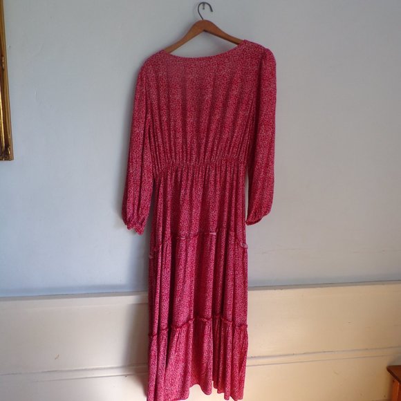 Red Tiered Maxi Dress - Picture 3 of 5